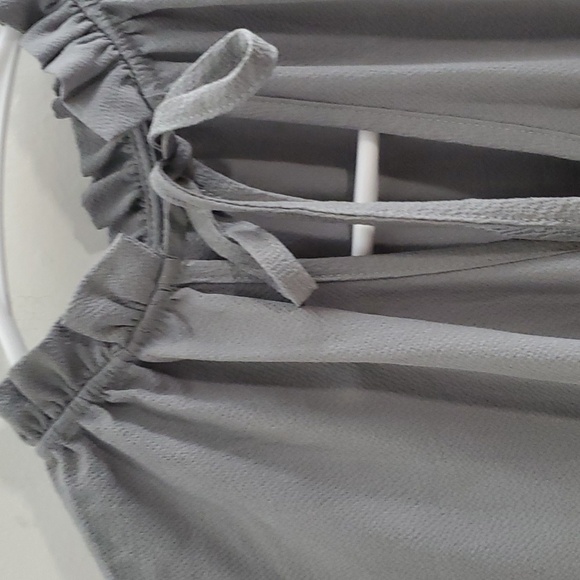 Summer chiffon mini ruffle dress long sleeves gray small - Picture 2 of 8